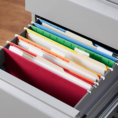 Amazon Basics - Carpetas organizadoras colgantes para archivos, tamaño carta, colores surtidos, paquete de 25