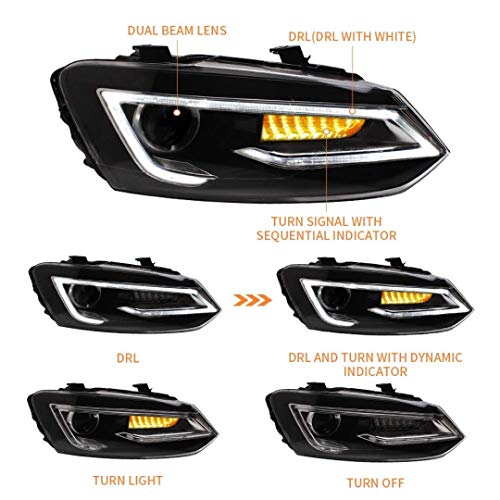 Car Craft Polo Headlight Compatible With Volkswagen Polo Headlight Polo 2010-2018 Vento 2010-2018 Led Metrix Headlight