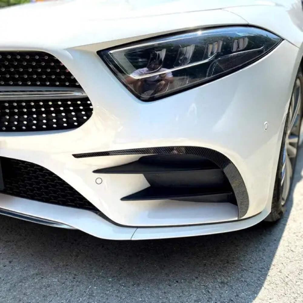 Car Craft Compatible with Mercedes CLS W257 C257 2018+ Front Amg Bumper Flag Side Lip Spoiler Skirst Splitter Zst-256 Cf Carbon Fiber Look