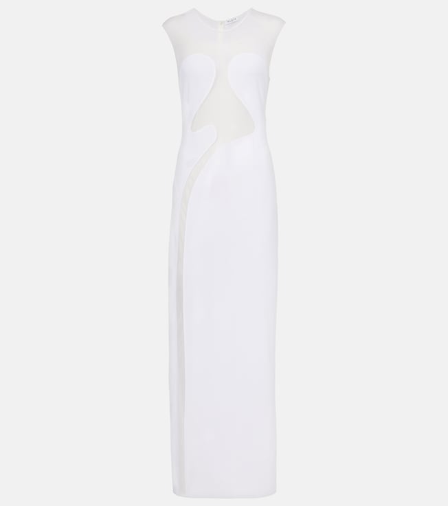 Mesh-trimmed maxi dress