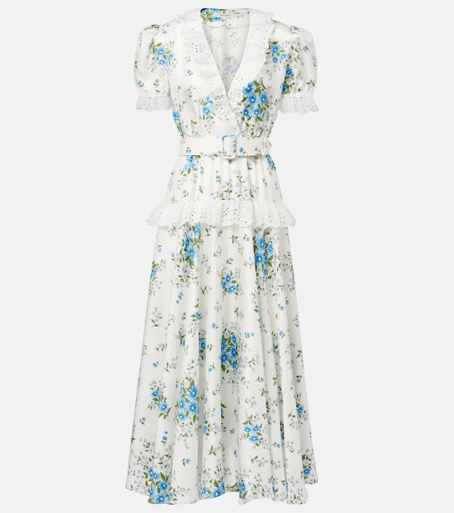 Satin and broderie anglaise maxi dress