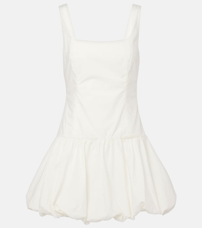 Gathered cotton poplin minidress