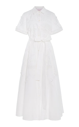 Embroidered Stretch-Cotton Shirt Dress