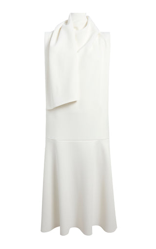 Loell Draped Crepe-Satin Midi Dress