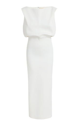 Terran Draped Crepe-Satin Maxi Dress