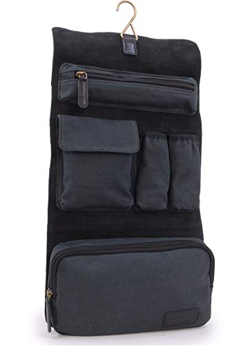 ASHWOOD - Men's Hanging Wash Bag/Shaving Bag/Travel/Gym/Toiletry Bag - Genuine Leather and Canvas - Hammersmith 7010 test 6758623641689 test {product.id} 6758623641689 bolt