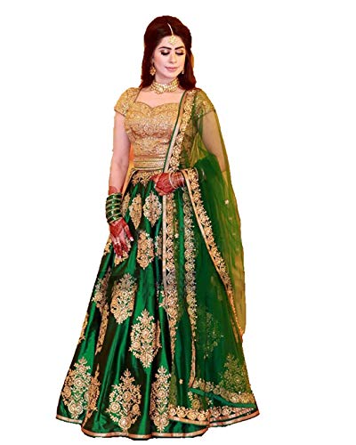 Red lion enterprise Women's Australian Silk Semi-stitched Anarkali Crop Top (Green, 24W x 32 L) test {product.id} 4792500027481 bolt