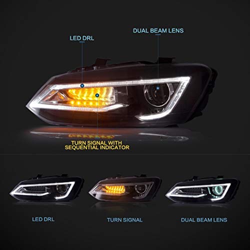 Car Craft Polo Headlight Compatible With Volkswagen Polo Headlight Polo 2010-2018 Vento 2010-2018 Led Metrix Headlight