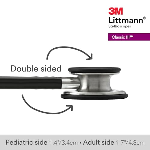 3M Littmann Classic III Monitoring Stethoscope, 5620, More Than 2X as Loud, Weighs Less, Stainless Steel Chestpiece, 27" Black Tube