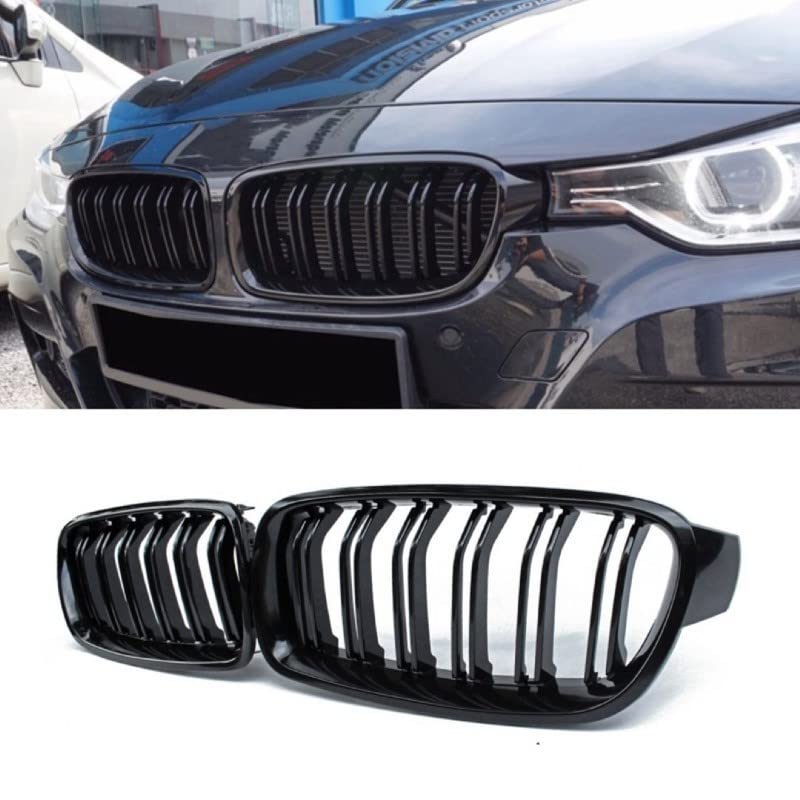 Car Craft Front Bumper Grill Compatible With Bmw 3 Series F30 2012-2018 Front Bumper Grill Glossy Black