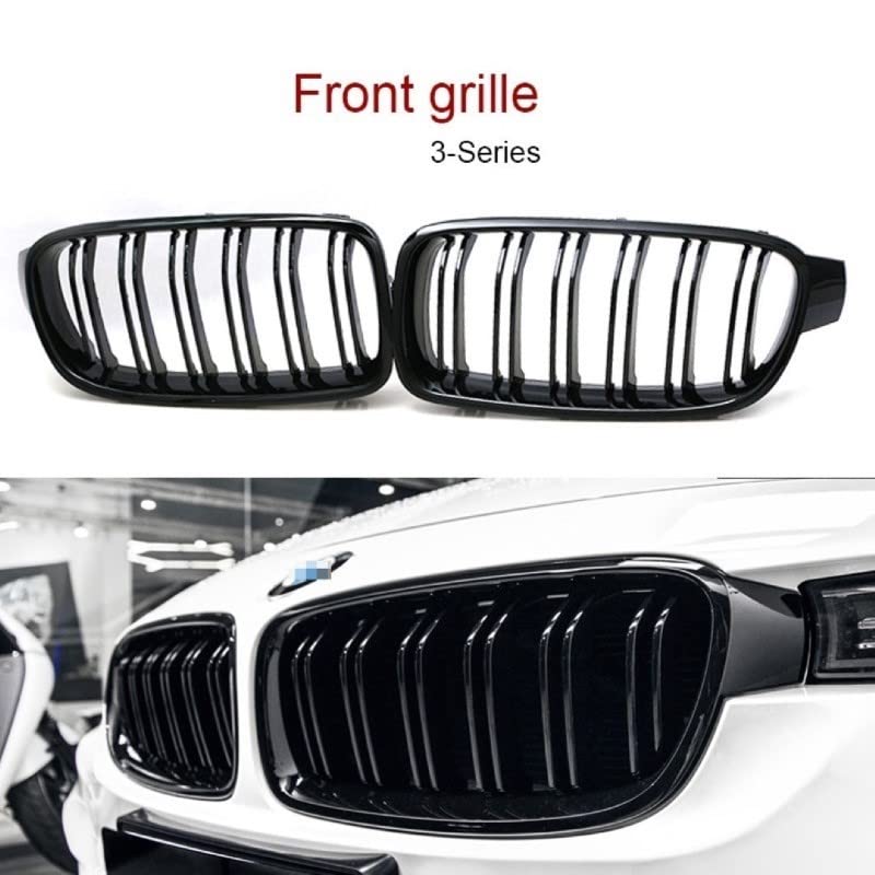 Car Craft Front Bumper Grill Compatible With Bmw 3 Series F30 2012-2018 Front Bumper Grill Glossy Black
