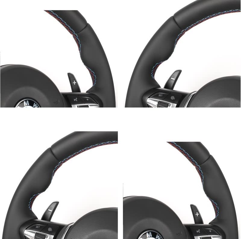 Car Craft M5 M Sports Steering Wheel Cover Compatible with BMW 5 Series F10 2010-2017 6 Series F12 2012-2016 7 Series F02 2009-2016 M5 M Sports Steering Wheel Cover