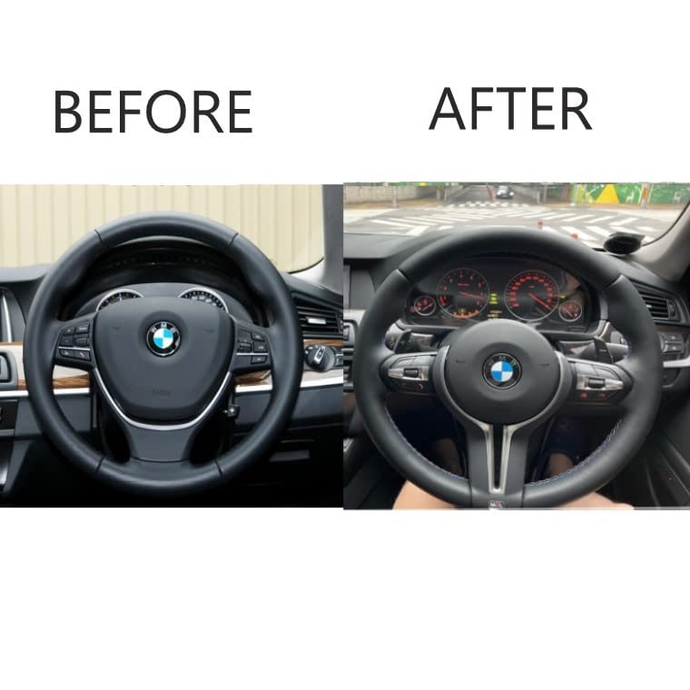 Car Craft M5 M Sports Steering Wheel Cover Compatible with BMW 5 Series F10 2010-2017 6 Series F12 2012-2016 7 Series F02 2009-2016 M5 M Sports Steering Wheel Cover