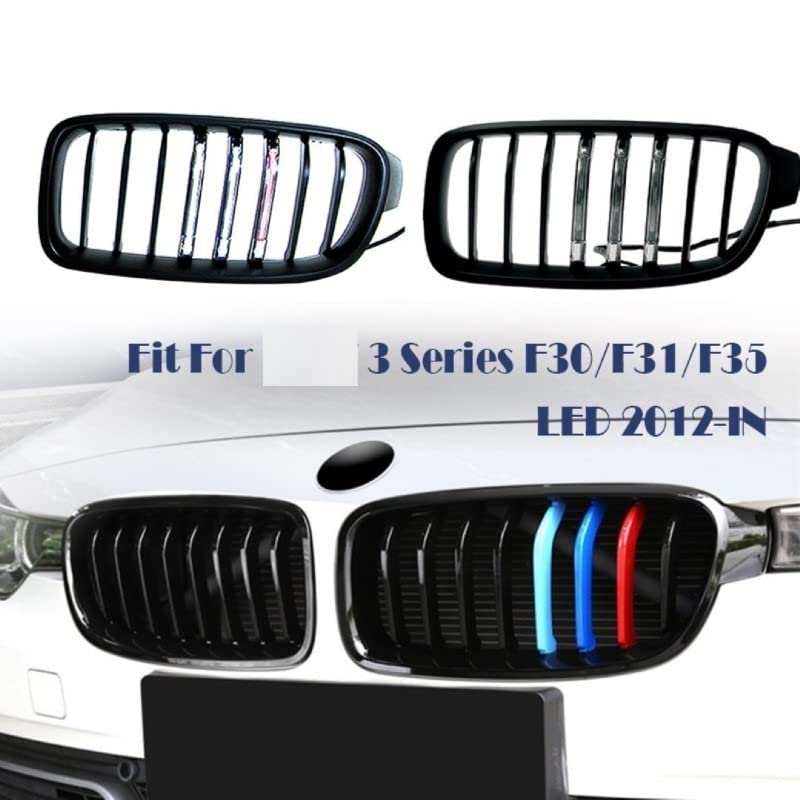 Car Craft Front Bumper Grill Compatible With Bmw 3 Series F30 2012-2018 Front Bumper Grill Led Black