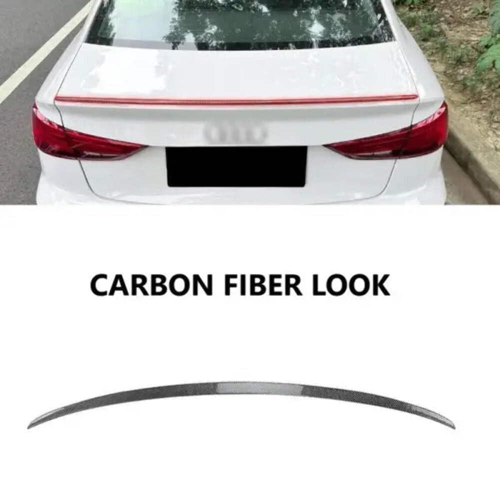 Car Craft Compatible with Audi A3 S3 8v 2014-2020 Rear Roof Trunk Mid Wing Lip Splitter Skirts Flag Spoiler Zst-480 Cf Carbon Fiber Look