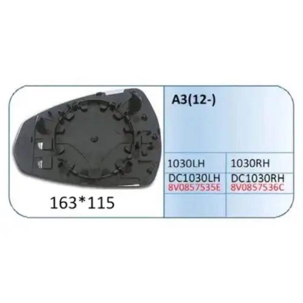 Car Craft Compatible With Audi A3 2012 Side Rear View Mirror Glass Right 1030 RIGHT CC-2190