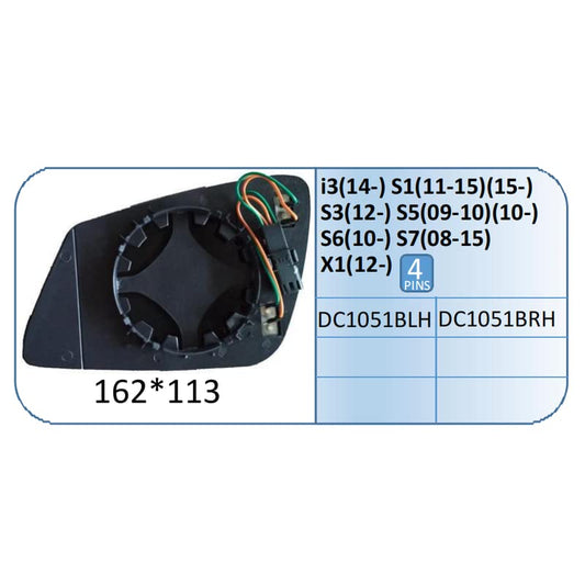 Car Craft 5 Series Mirror Glass Compatible With Bmw 5 Series Mirror Glass 1 Series F20 12-14 3 Series F30 12-18 5 Series F10 10-17 6 Series F12 11-16 7 Series F02 09-16 B Left 1051B LEFT