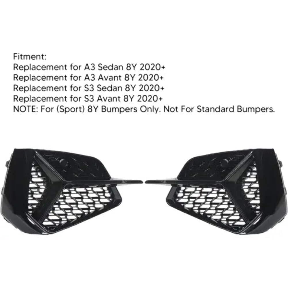 Car Craft Compatible With Audi A3 2020+ S Line Bumper Fog Lamp Grill Frame Cover Black