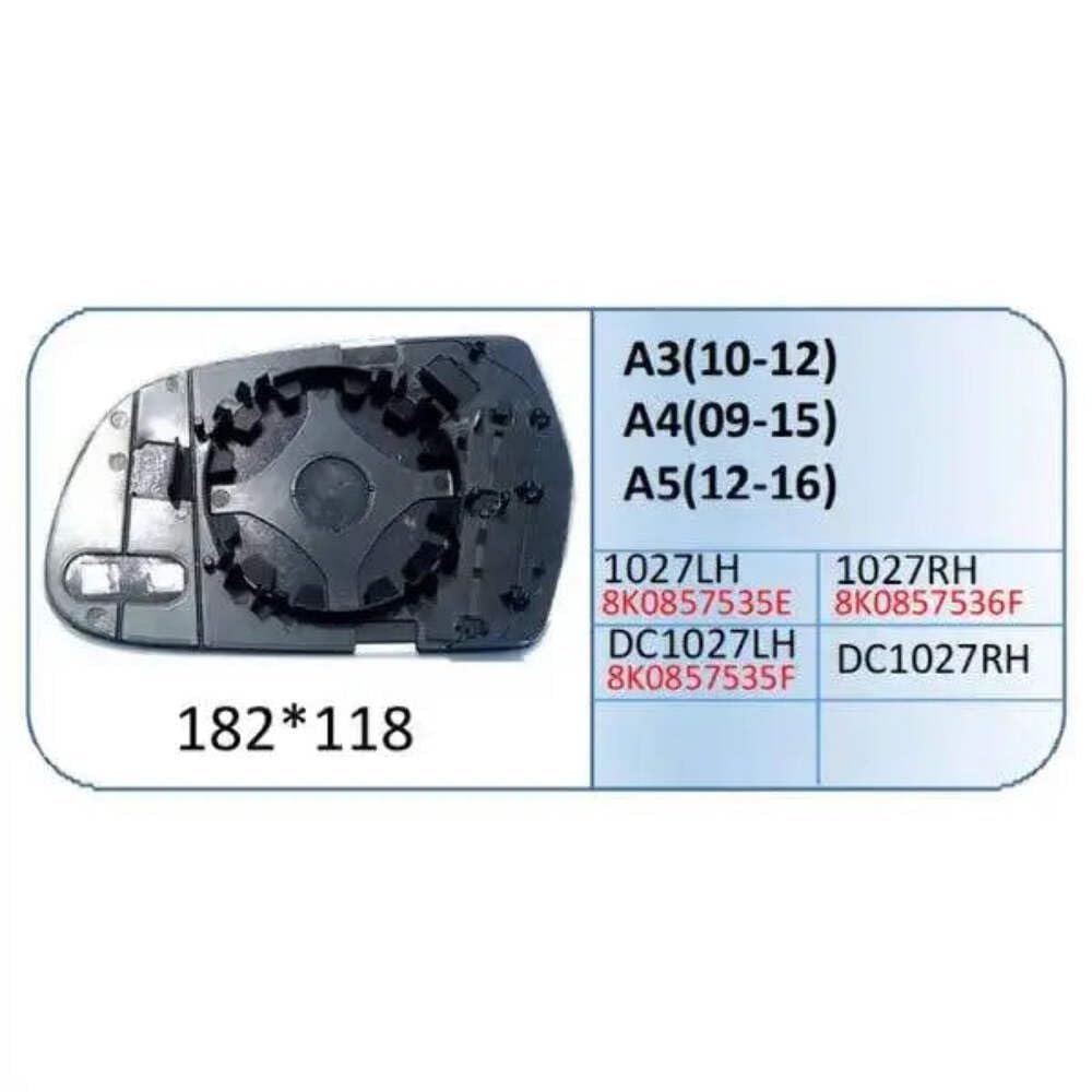 Car Craft Compatible With Audi A3 10-12 A4 09-15 A5 12-16 Side Rear View Mirror Glass Right 1027 RIGHT CC-2186
