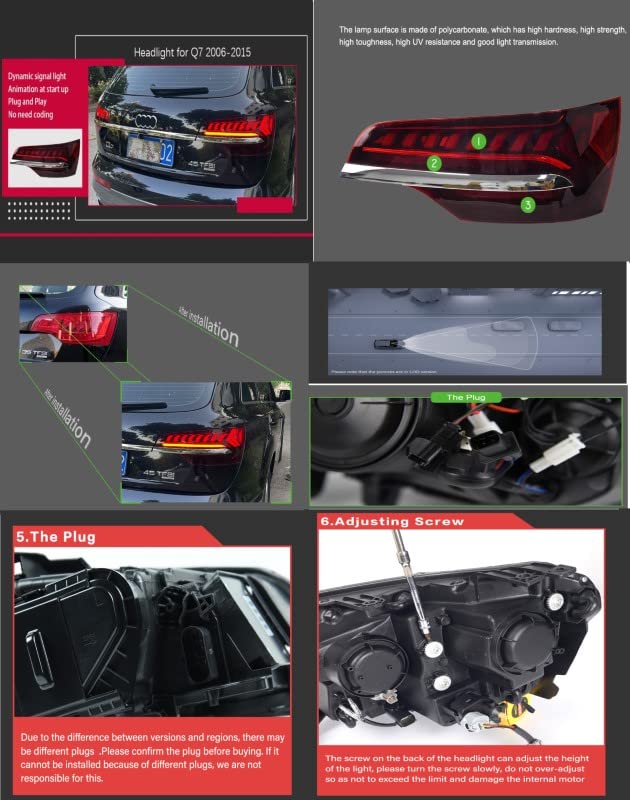 Car Craft Q7 Headlight Q7 Taillight Q7 Drl Upgrade Compatible With Audi Q7 Headlight Taillight Drl Upgraded 2006-2015 Q7 Upgrade Lights 2008 Q7 Upgrade Lights 2008
