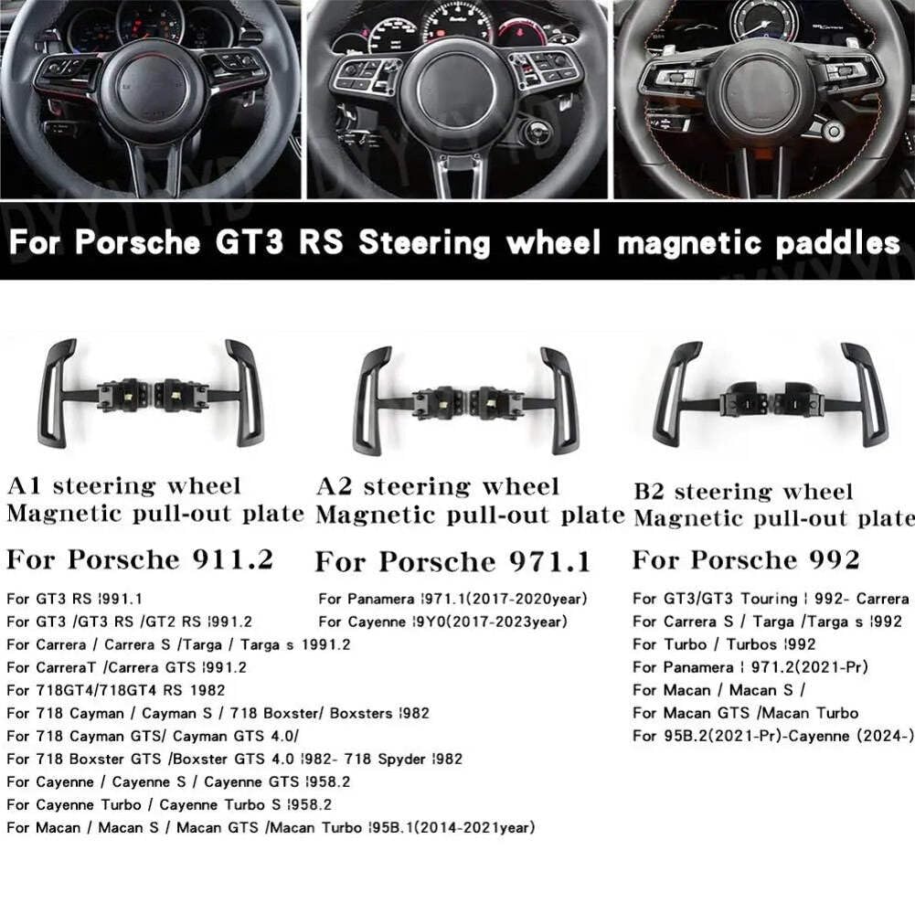 CAR CRAFT Compatible with Porsche Panamera 971.1 2017-2020 Cayenee 9yo 2017-2023 Interior Steering Wheel Magnetic Paddle Shift Gear Shifter Pad A2 Red Mark CC-7932