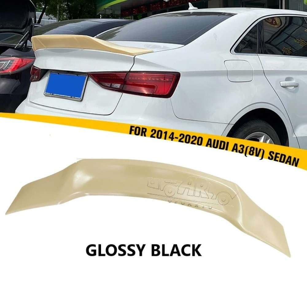 Car Craft Compatible With Audi A3 2014-2020 Rear Trunk Wing Boot Spoiler Lip Splitter Skirt R Style Ar-audi-039 Glossy Black CC-8406