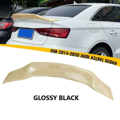 Car Craft Compatible With Audi A3 2014-2020 Rear Trunk Wing Boot Spoiler Lip Splitter Skirt R Style Ar-audi-039 Glossy Black CC-8406