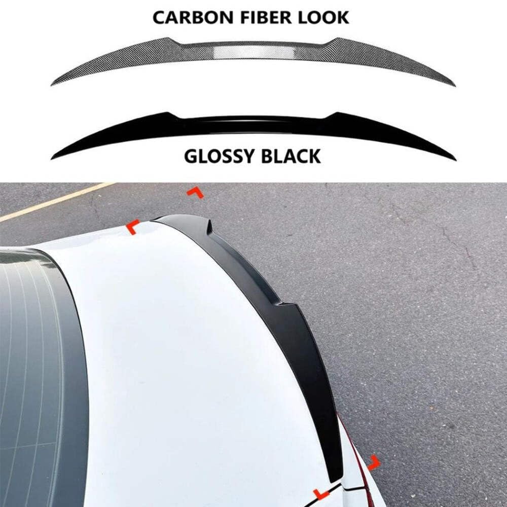 Car Craft Compatible With Audi A4 S4 B9 2017-2024 Rear Trunk Boot Roof Wing Lip Spoiler Splitter Skirts Zst-924 Carbon Fiber Look CC-7120