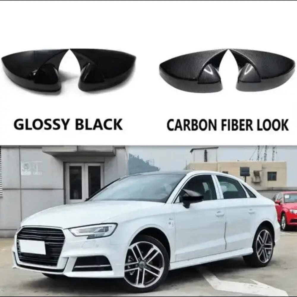 Car Craft Compatible With Audi A3 S3 8v Rs3 2014-2020 Side Rear View Mirror Case Cover Paste Self Adhasive Tape Stick On Style Ar-mr-042 Gb Glossy Black CC-2035