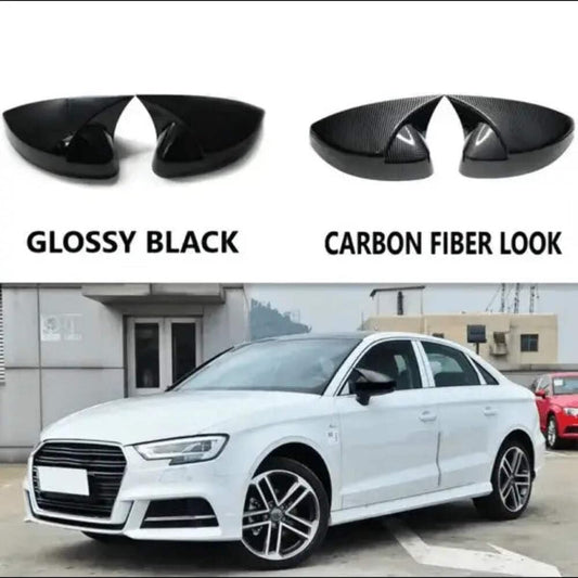Car Craft Compatible With Audi A3 S3 8v Rs3 2014-2020 Side Rear View Mirror Case Cover Paste Self Adhasive Tape Stick On Style Ar-mr-042 Gb Glossy Black CC-2035
