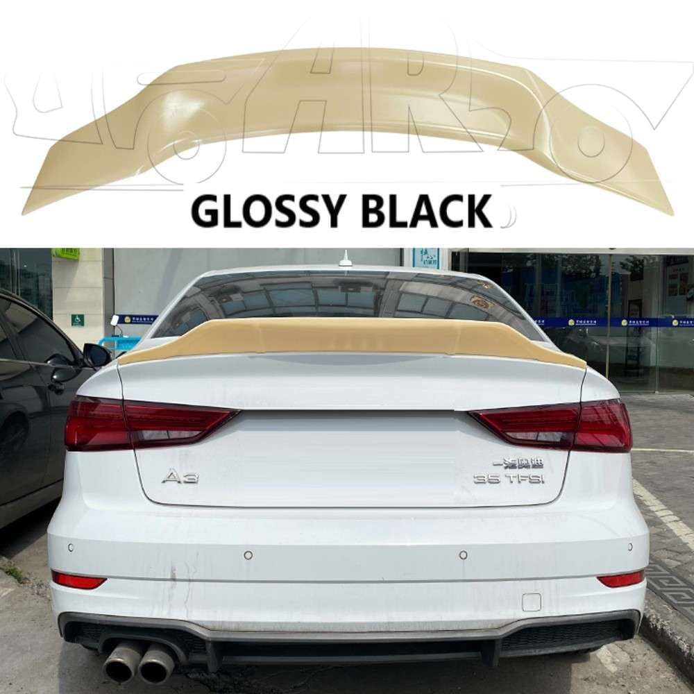 Car Craft Compatible With Audi A3 2014-2020 Rear Trunk Wing Boot Spoiler Lip Splitter Skirt R Style Ar-audi-039 Glossy Black CC-8406