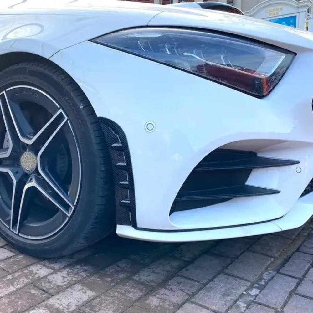 Car Craft Compatible with Mercedes CLS W257 C257 2018+ Front Amg Bumper Flag Side Lip Spoiler Skirst Splitter Zst-281 Gb Glossy Black