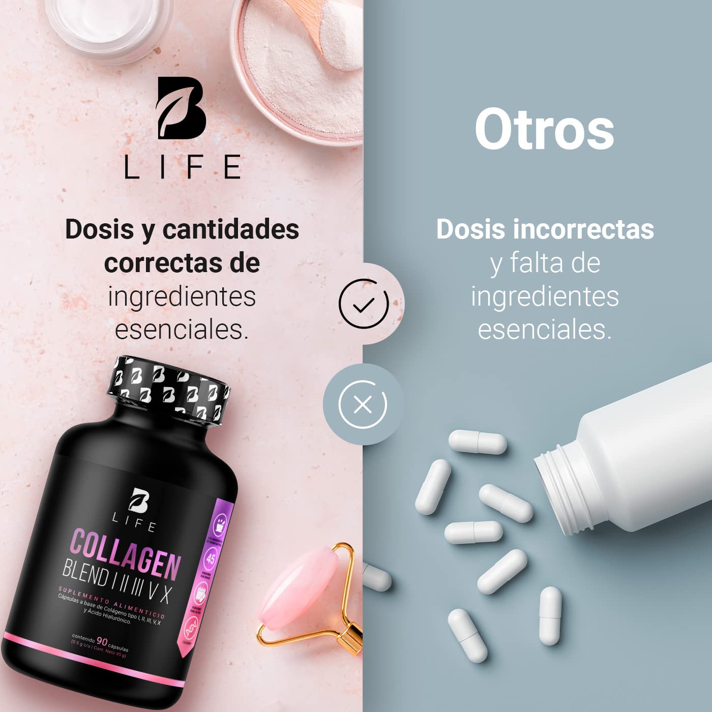 B Life Mezcla de Colágenos Tipo I, II, III, V y X 200 cápsulas