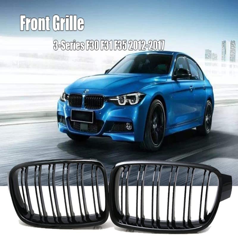Car Craft Front Bumper Grill Compatible With Bmw 3 Series F30 2012-2018 Front Bumper Grill Glossy Black