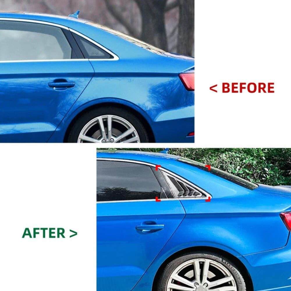 Car Craft Compatible With Audi A3 8v 2014-2020 Car Rear Window Louvers Sticker Rear Triangle Window Shade Spoiler Trim Accessories Zst-842 Cf Carbon Fiber Look CC-7135