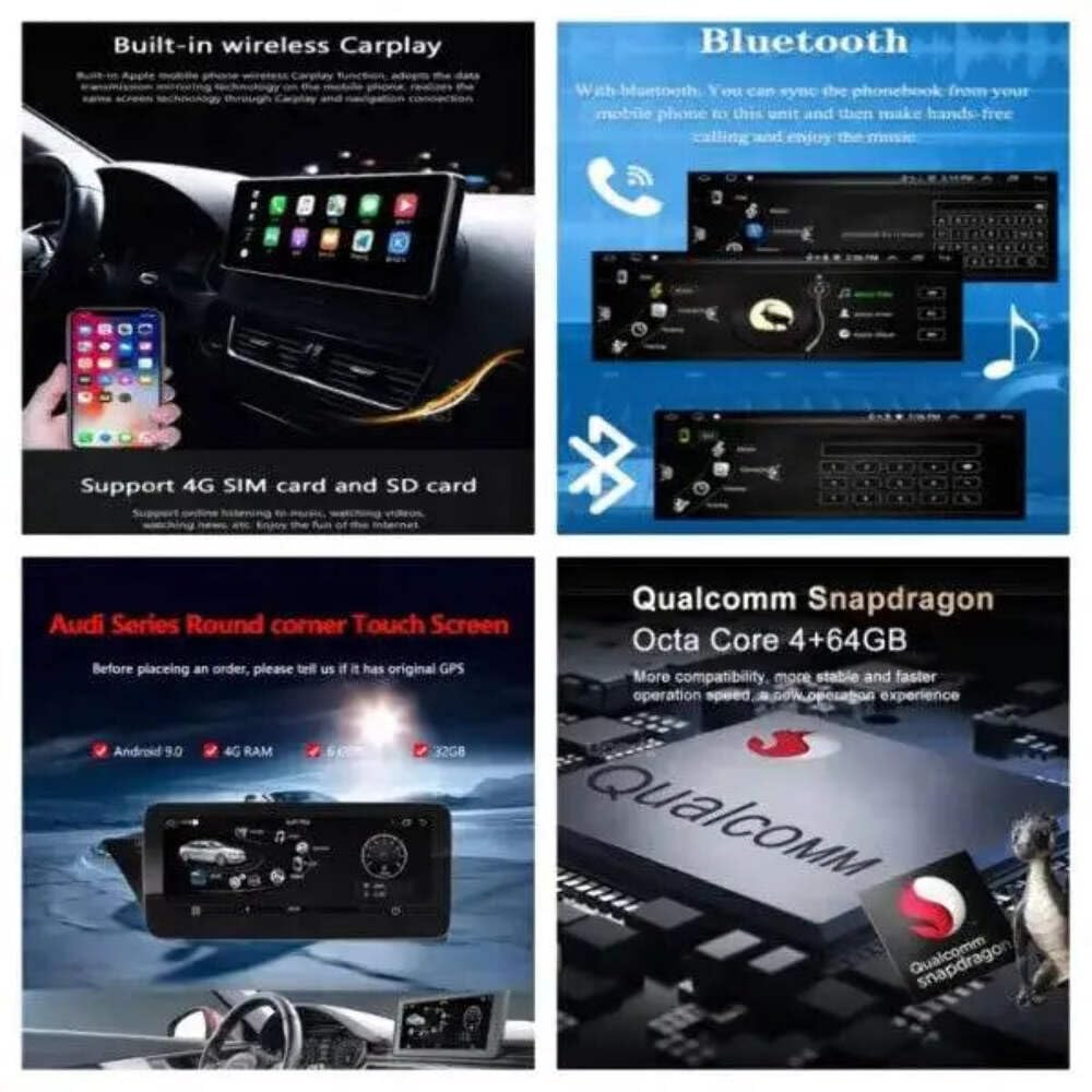 Car Craft A4 Android Player DVD Compatible with Audi A4 Android Player DVD A4 2009-2016 8 Core 4+64gb with 4g Ngt4.5 10.25inch HIGH Model CC-1148