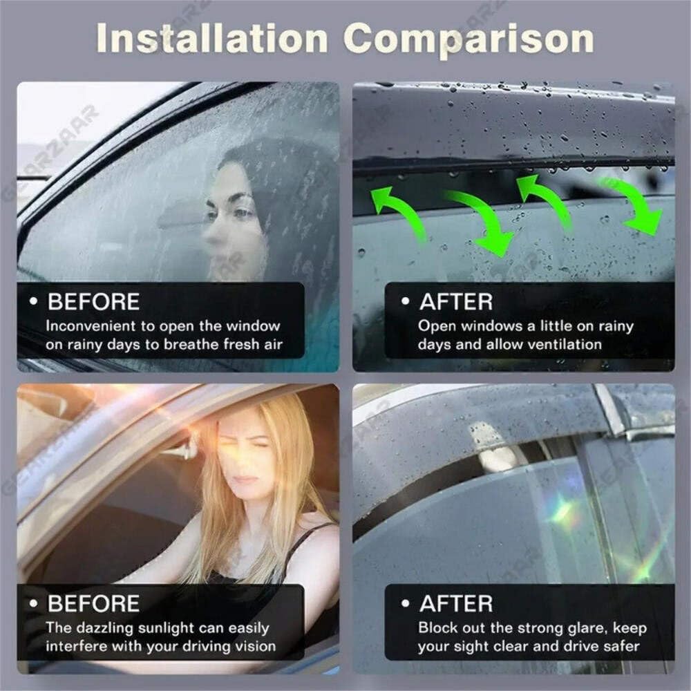 Car Craft Compatible With Bmw 5 Series F10 2010-2017 Rain Shine Side Window Wind Deflectors Rain Sun Guard Door Visor Doorvisor Deflector Visor Shades Ventvisor Strip CC-7673