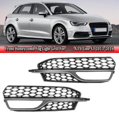 Car Craft Compatible With Audi A3 2014-2016 S Line Bumper Fog Lamp Grill Frame Cover Honeycomb Style