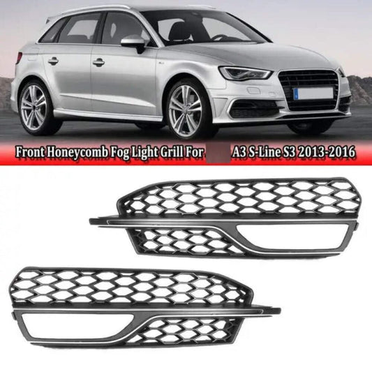 Car Craft Compatible With Audi A3 2014-2016 S Line Bumper Fog Lamp Grill Frame Cover Honeycomb Style