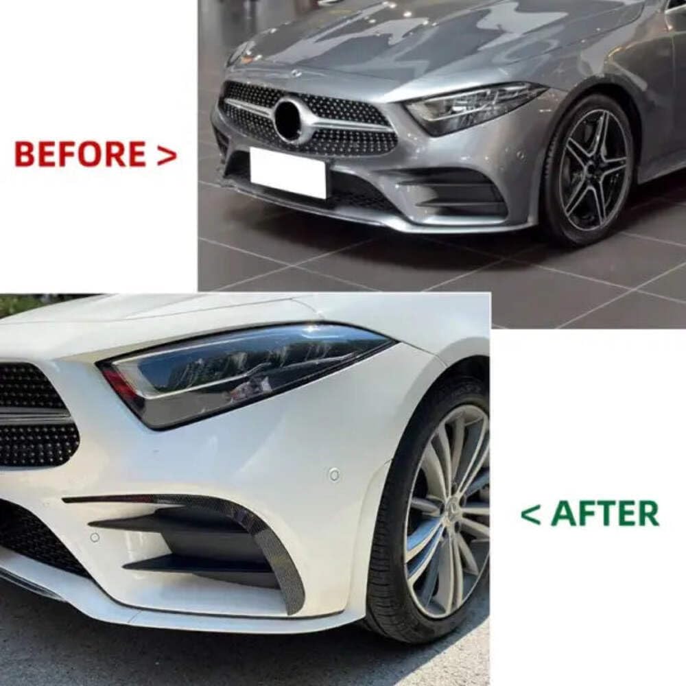 Car Craft Compatible with Mercedes CLS W257 C257 2018+ Front Amg Bumper Flag Side Lip Spoiler Skirst Splitter Zst-256 Gb Glossy Black
