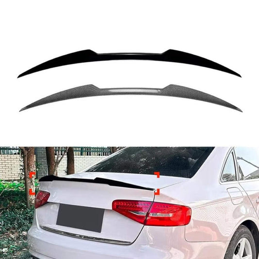Car Craft Compatible With Audi A4 S4 B8 2009-2016 Rear Trunk Boot Roof Wing Lip Spoiler Splitter Skirts Zst-910 Carbon Fiber Look CC-7128
