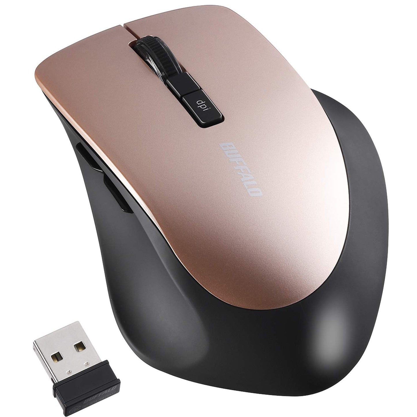 バッファロー マウス ワイヤレス 静音 5ボタン dpi切替 BlueLED ベージュピンク BSMBW325BP