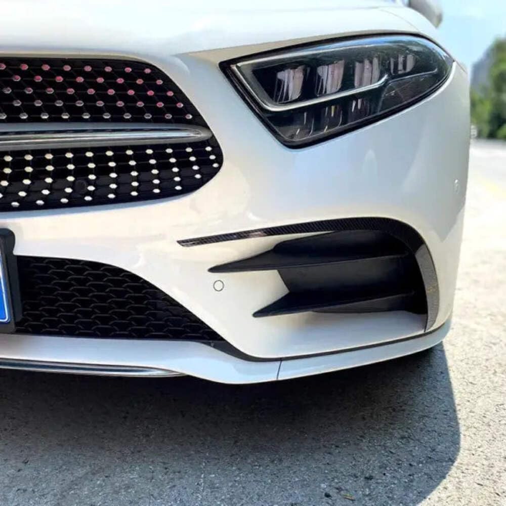 Car Craft Compatible with Mercedes CLS W257 C257 2018+ Front Amg Bumper Flag Side Lip Spoiler Skirst Splitter Zst-256 Cf Carbon Fiber Look