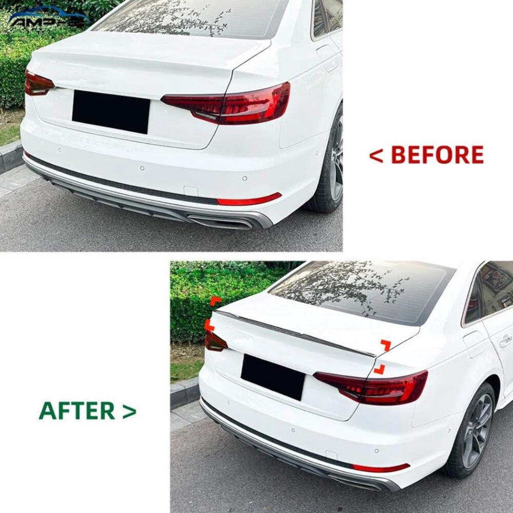 Car Craft Compatible With Audi A4 S4 B9 2017-2024 Rear Trunk Boot Roof Wing Lip Spoiler Splitter Skirts Zst-924 Carbon Fiber Look CC-7120