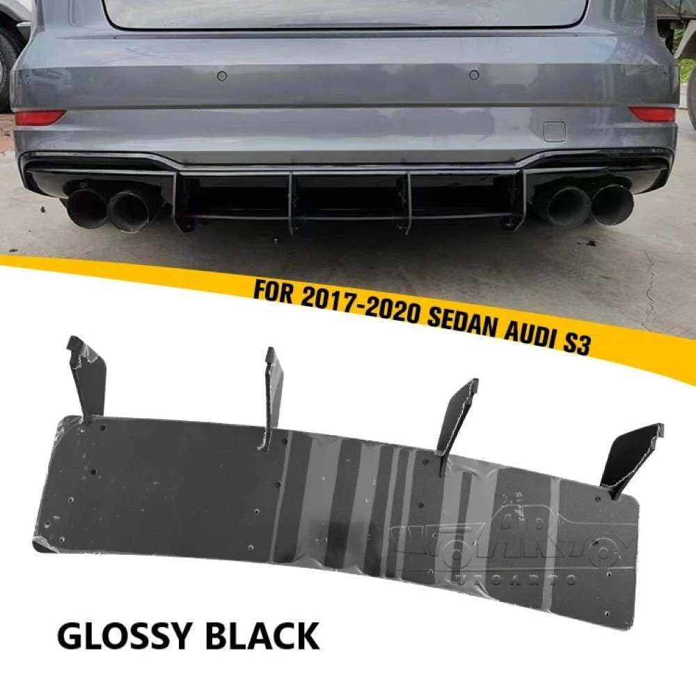 Car Craft Compatible with Audi A3 S3 2017-2020 S Line Rear Bumper After Lip Splitter Skirts Diffuser Blade Style Ar-audi-025 Gb Glossy Black CC-8337