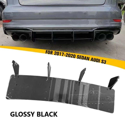 Car Craft Compatible with Audi A3 S3 2017-2020 S Line Rear Bumper After Lip Splitter Skirts Diffuser Blade Style Ar-audi-025 Gb Glossy Black CC-8337