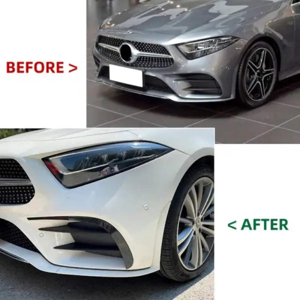Car Craft Compatible with Mercedes CLS W257 C257 2018+ Front Amg Bumper Flag Side Lip Spoiler Skirst Splitter Zst-256 Cf Carbon Fiber Look