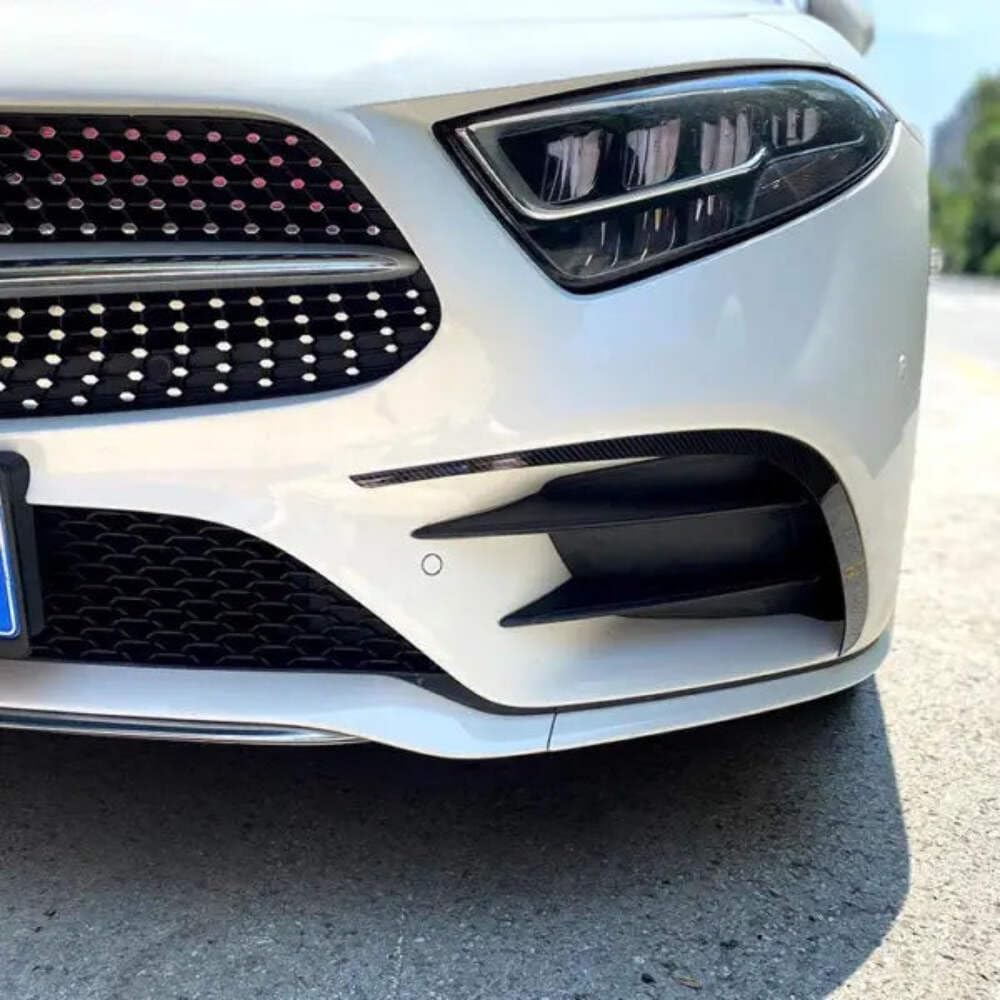 Car Craft Compatible with Mercedes CLS W257 C257 2018+ Front Amg Bumper Flag Side Lip Spoiler Skirst Splitter Zst-256 Gb Glossy Black