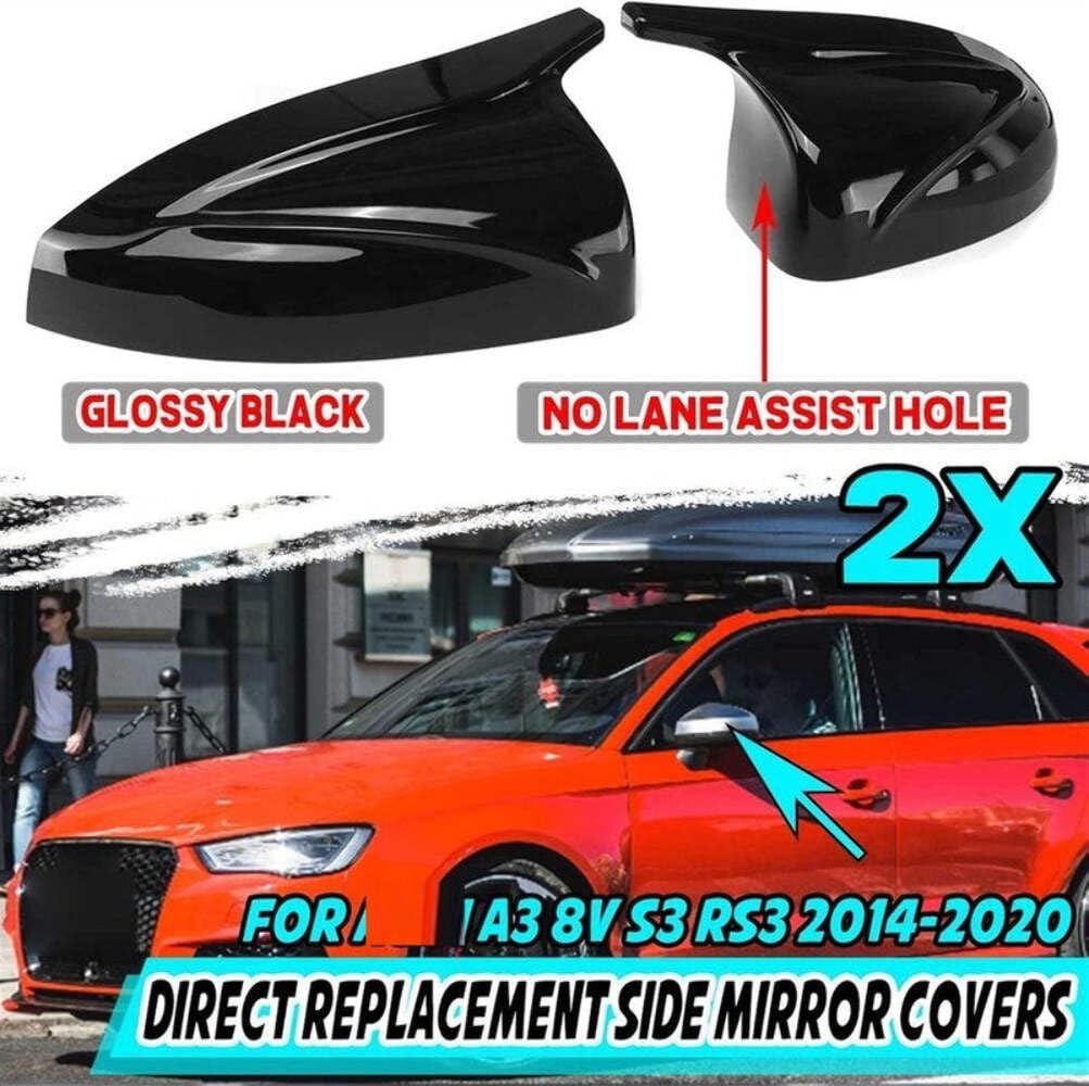 Car Craft Compatible With Audi A3 8v S3 Rs3 2014-2020 Side Rear View Case Door Wing Cap Shell Housing Mirror Covers Glossy Black CC-5967
