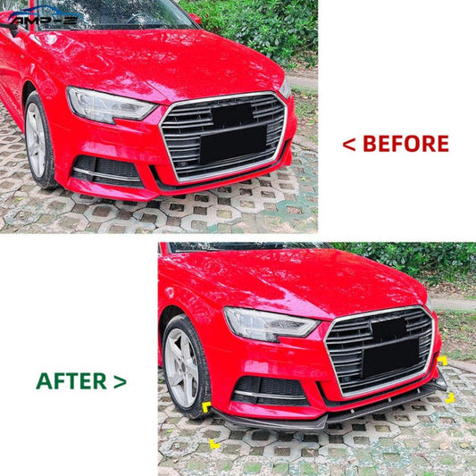 Car Craft Compatible With Audi A3 8v Facelift S Line 2017-2020 Front Bumper Lip Skirt Splitter Spoiler Zst-985 Glossy Black CC-7136